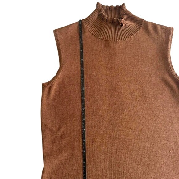 Garfield and Marks Sweater Women's XS Brown Cocoa Sleeveless Turtleneck Ribbed - Picture 7 of 7